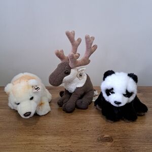 World Wildlife Fund Vintage Plush Lot Panda Caribou Kermode Bear Stuffed Animals